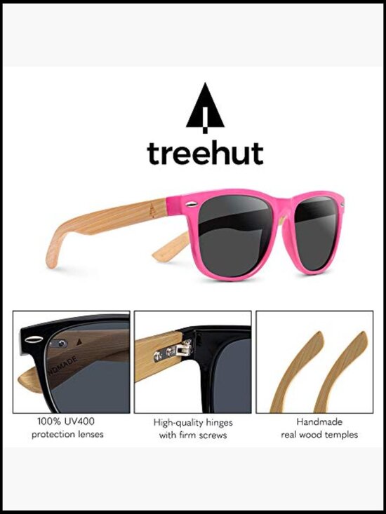 Retro Square Wood Frame Sunglasses - Lightweight Polarized main image 5